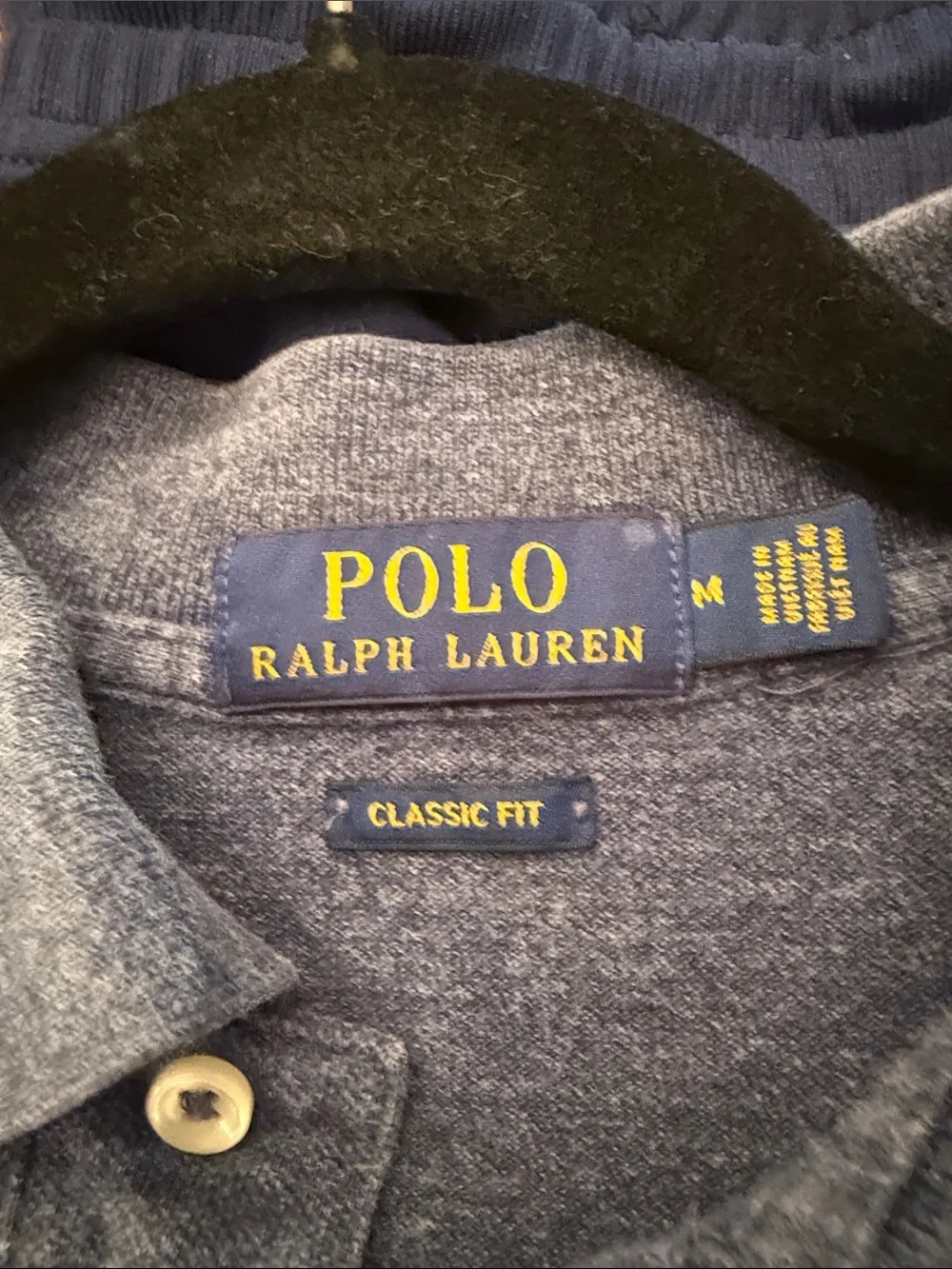 Polo by Ralph Lauren Heathered Navy Blue Short-Sleeve Polo with Red Pony